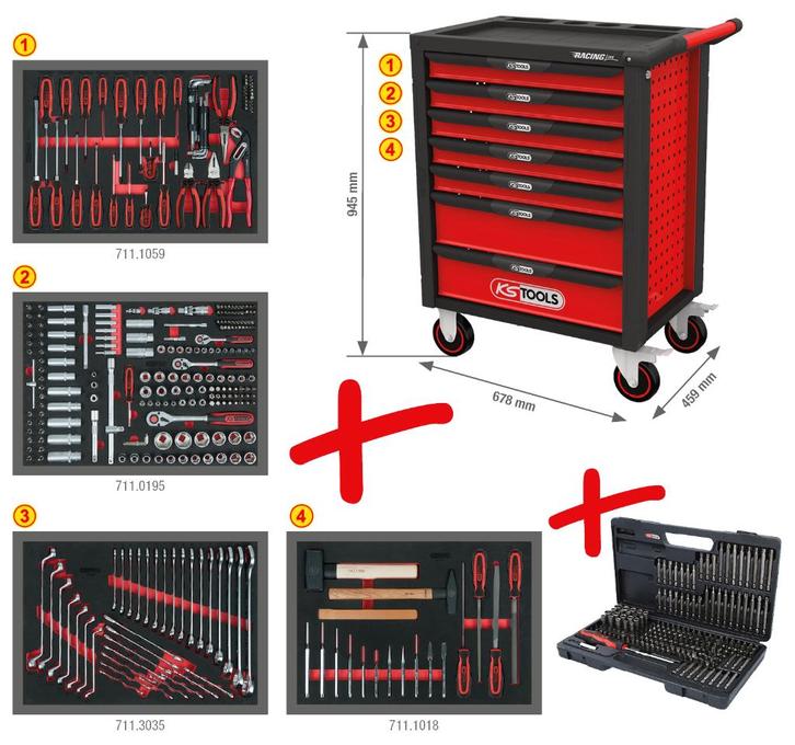 826.7515 | KS TOOLS RACINGline  gereedschaoswagen 515 dlg, Auto diversen, Autogereedschap, Nieuw, Verzenden