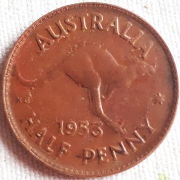 AUSTRALIA: 1/2 PENNY 1953 KM 49 beschikbaar voor biedingen