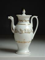 XIXE. chocoladekan wit porselein goud decor chocolatière or, Ophalen of Verzenden