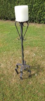 smeedijzeren kandelaar met kaars, Huis en Inrichting, Ophalen, Gebruikt