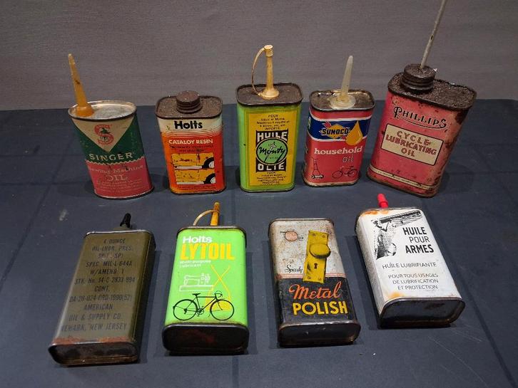 collection de vieux bidons d'huile., Collections, Marques & Objets publicitaires, Utilisé, Ustensile, Enlèvement ou Envoi