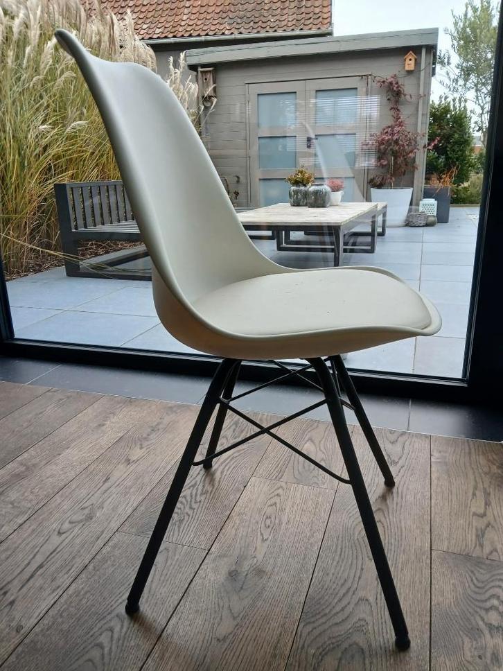 Set 6 stoelen, Huis en Inrichting, Stoelen, Gebruikt, Vijf, Zes of meer stoelen, Kunststof, Metaal, Wit, Ophalen