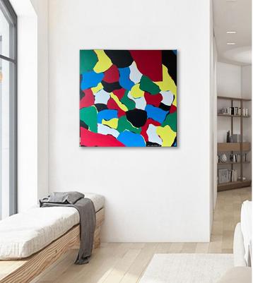 "COLORFUL MODERN PAINTING" "2". 90/90/3 cm. disponible aux enchères