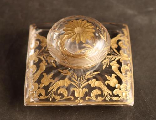 Vergulde kristallen inktpot Baccarat, Antiek en Kunst, Antiek | Glaswerk en Kristal, Verzenden