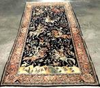 Antiek Iraanse tapijt (Ghom) Jacht tafereel design 335x160cm, Enlèvement ou Envoi