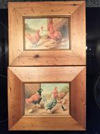 Schilderijtjes kippen kuikens haan, Ophalen of Verzenden