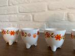4 eierdopjes arcopal met bloemen, Antiek en Kunst, Ophalen of Verzenden