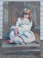 Huile sur panneau jeune fille signe Tony reniers, Antiek en Kunst, Ophalen of Verzenden