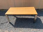 eikenhouten eettafel met moderne RVS poten, Ophalen