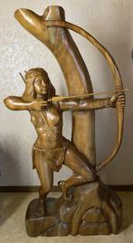 Groot houten beeld van een vrouwelijke jager, Ophalen of Verzenden