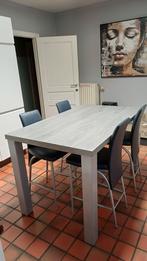 HOGE  EETTAFEL  - 4 LEDEREN  STOELEN, Ophalen