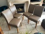 4 leren eetkamerstoelen, Huis en Inrichting, Stoelen, Ophalen, Modern/landelijk, Bruin, Leer