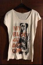 ecru t-shirt met print, maat XS of S, van clockhouse c&a, Kleding | Dames, Ophalen of Verzenden, Gedragen, Maat 34 (XS) of kleiner