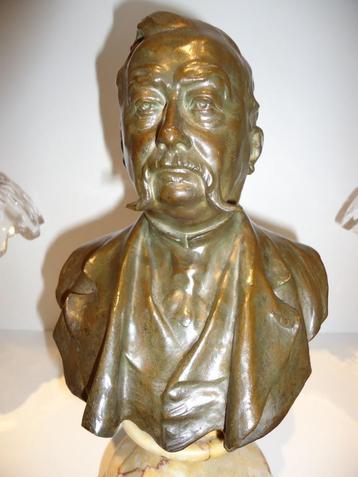 1901 Portrait buste bronze Léon GOBERT Fondeur PETERMANN BXL