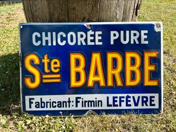 Plaque emaillee email emaille reclame bord chicoree St Barbe beschikbaar voor biedingen
