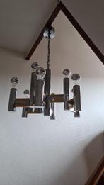 hanglamp Sciolarri, chroom /goud, jaren zeventig, Ophalen, Gebruikt, 50 tot 75 cm, Glas