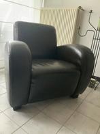 Fauteuil Club en croûte de cuir enduite marron, Huis en Inrichting, Ophalen, Gebruikt