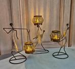 Decoratieve set - 3 theelichthouders, Afrikaanse figuurtjes, Huis en Inrichting, Ophalen of Verzenden, Metaal
