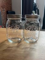 2x Mason Jar, Huis en Inrichting, Keuken | Potten en Pannen, Ophalen, Zo goed als nieuw, Glas, Pot, Bus of Blik