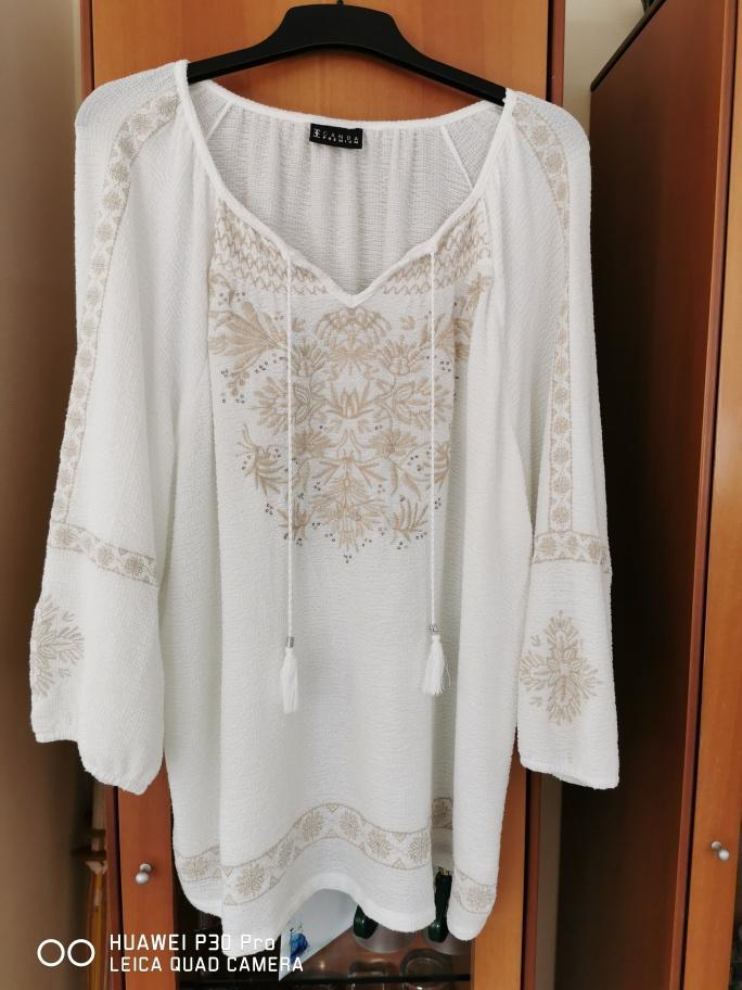 tuniek met borduursel XL, Kleding | Dames, Blouses en Tunieken, Zo goed als nieuw, Maat 46/48 (XL) of groter, Wit, Verzenden