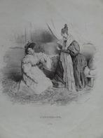 Oude litho de Fonrouge, L'Orpheline, 19de eeuw ca 37 x 28 cm, Verzenden