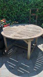 Tuinset - houten tafel en 6 stoelen in teak, Ophalen, Gebruikt, Rond, Hout