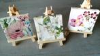 Handgemaakt 3 x bloemen canvas op houten schildersezel, Ophalen, Minder dan 50 cm, Oorspronkelijke maker, Overige typen