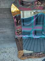 Vintage spiegel 2-kleurig uniek exemplaar, Ophalen, Rechthoekig, 50 tot 100 cm, Minder dan 100 cm