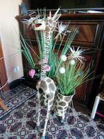 Girafe en acier avec 2 pots de fleurs 103cm en hauteur 40cm, Girafe, Enlèvement, Utilisé