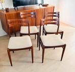 4 prachtige vintage rosewood / palissander eetkamerstoelen, Huis en Inrichting, Ophalen, Hout, Vintage, Zo goed als nieuw