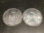 Belgique lot 2 x 500 Frank 1990 argent, Timbres & Monnaies, Argent, Enlèvement ou Envoi