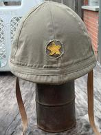 Originele Japanse civiele helm M90 wo2 met repro overtrek, Verzamelen, Ophalen of Verzenden, Landmacht, Helm of Baret