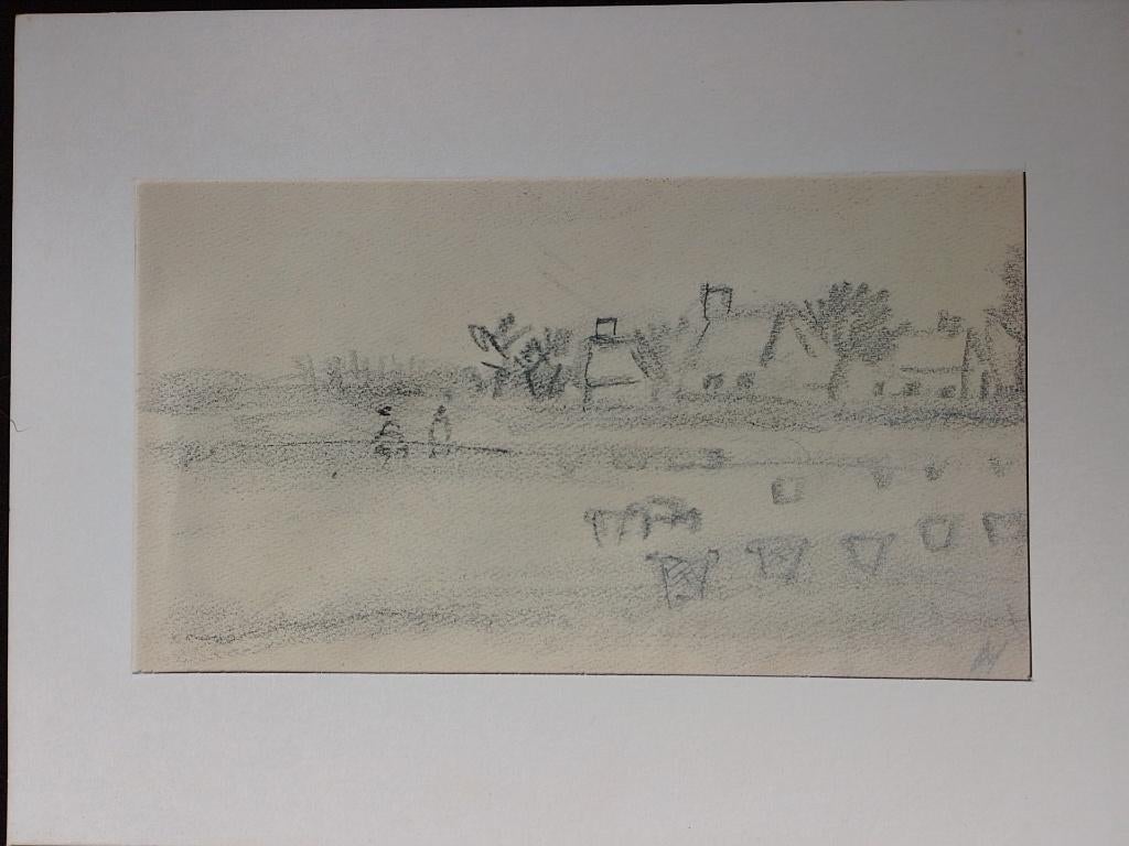 Alfons Vermeir  1905 - 1994  Tekening Landschap, Antiquités & Art, Art | Dessins & Photographie, Envoi