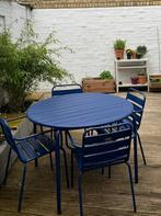 Tuineetset metaal nachtblauw, Tuin en Terras, Overige materialen, Eettafel, 4 zitplaatsen, Zo goed als nieuw