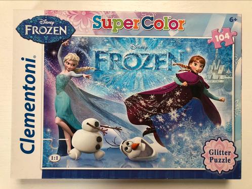 Glitter Puzzle DIsney Frozen Clementoni 104 stuks 6+, Kinderen en Baby's, Speelgoed | Kinderpuzzels, Zo goed als nieuw, 6 jaar of ouder