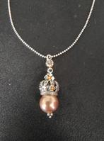 Dolce Luna Hanger Ketting -  Champagne Parel & Swarovski, Handtassen en Accessoires, Kettingen, Ophalen, Met hanger, Beige, Nieuw