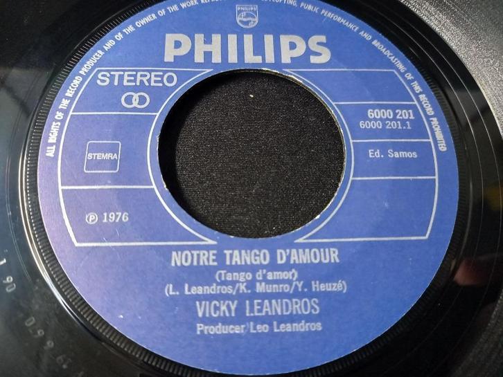 Vicky Leandros ‎– Notre Tango D'Amour '7 als nieuw, Cd's en Dvd's, Vinyl Singles, Zo goed als nieuw, Single, Pop, 7 inch, Ophalen of Verzenden
