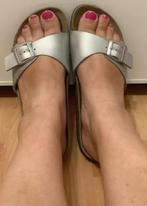 Gratis verzenden luxe zilveren madrid birkenstock slippers42, Kleding | Dames, Schoenen, Slippers, Overige kleuren, Verzenden
