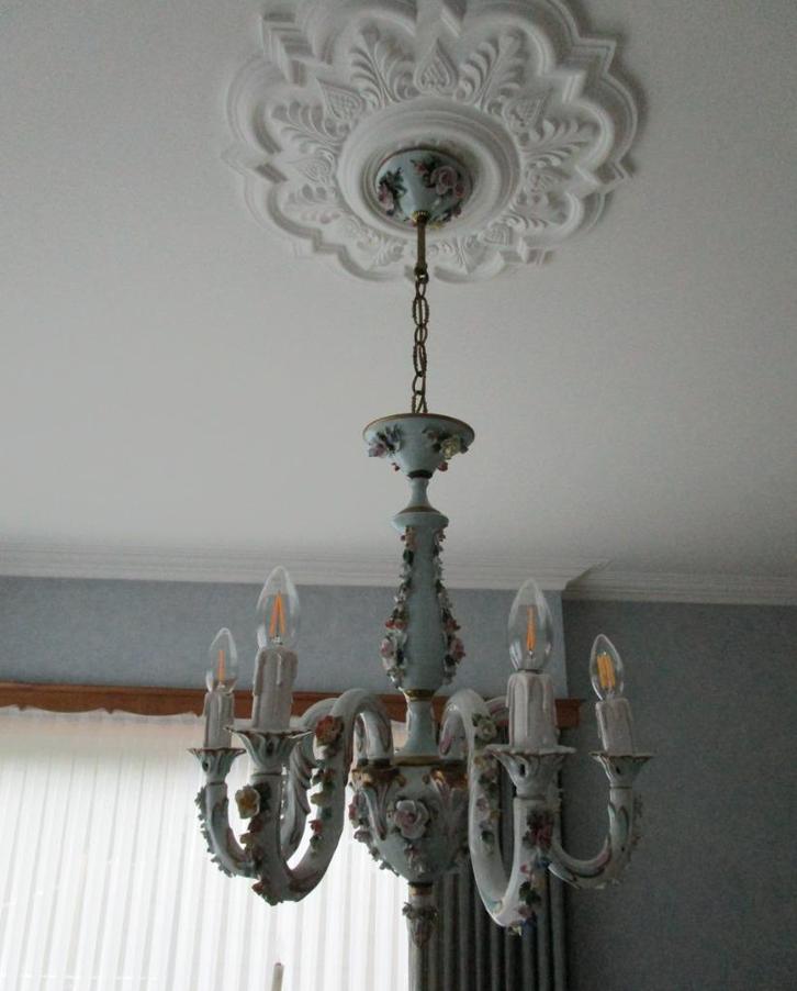 porselein luster, Huis en Inrichting, Lampen | Kroonluchters, Zo goed als nieuw, Overige materialen, Ophalen