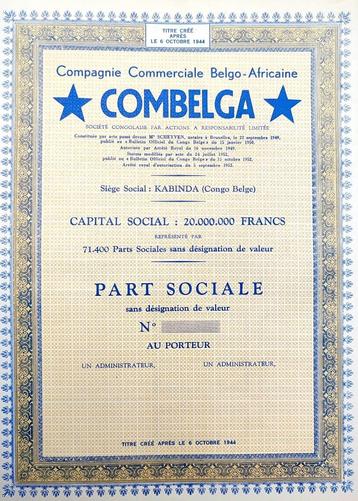 Combelga (Belgisch Congo) 1952 disponible aux enchères