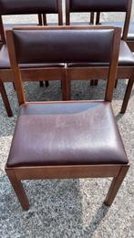 stevige houten stoelen met lederen bekleding, Antiek en Kunst, Ophalen