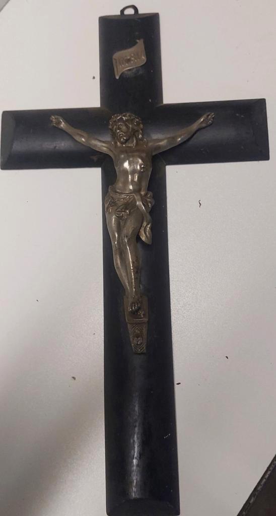 Vintage kruis met bronzen Christus – prachtige patina, Antiek en Kunst, Antiek | Religieuze voorwerpen, Ophalen of Verzenden