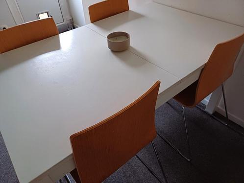 Witte eettafel met 6 stoelen, Huis en Inrichting, Tafels | Eettafels, Gebruikt, Ophalen