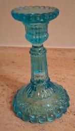kandelaar in antiek blauw geperst glas, Antiek en Kunst, Ophalen of Verzenden, Glas