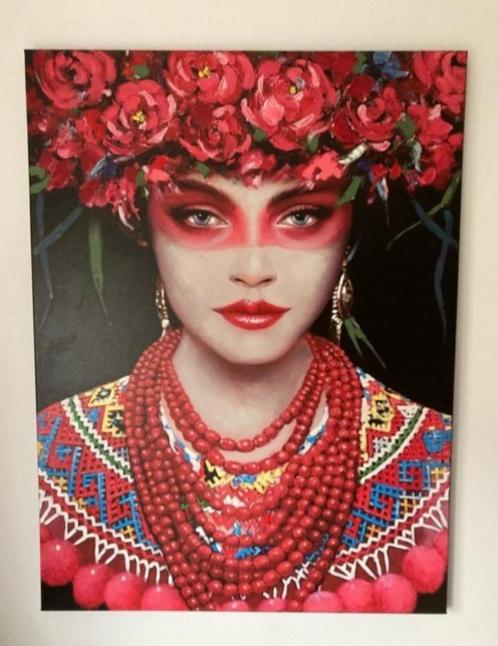 Kleurrijk canvas portret – 90 x 120 cm, Antiek en Kunst, Kunst | Schilderijen | Modern, Ophalen