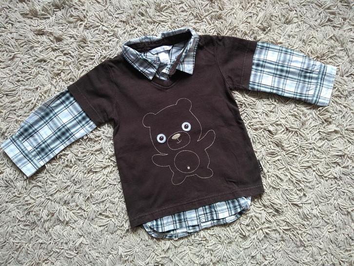 ★ M86 - Longsleeve beertje met hemd, Kinderen en Baby's, Babykleding | Maat 86, Gebruikt, Jongetje, Shirtje of Longsleeve, Ophalen of Verzenden