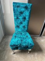 Fauteuil Bretz — barokstijl/design — turkooisblauw fluweel, Huis en Inrichting, Stoelen, Ophalen, Blauw, Zo goed als nieuw, Eén