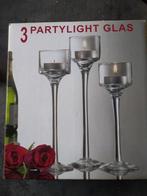 Party light 3 stuks glas voor theelichtjes nieuw, Nieuw, Ophalen of Verzenden