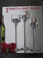 Party light 3 stuks glas voor theelichtjes nieuw, Ophalen of Verzenden, Nieuw