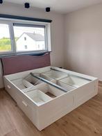 Wit IKEA-bed met schuiven, Ophalen, Gebruikt, Wit, Tweepersoons